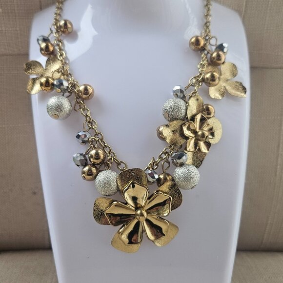 Bold Element Women Necklace Gold Tone Blossom Flower Statement Necklace - Picture 7 of 13
